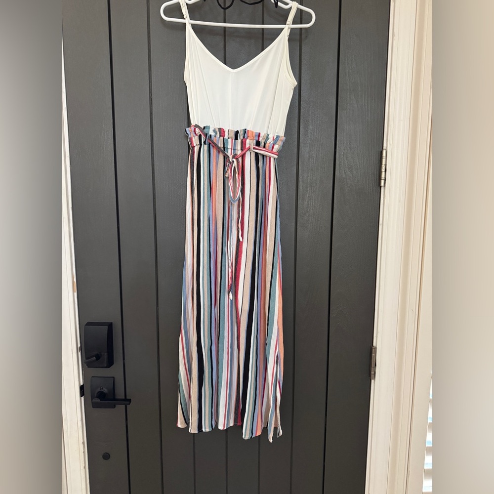 LA MIEL Colorful Striped Maxi Dress